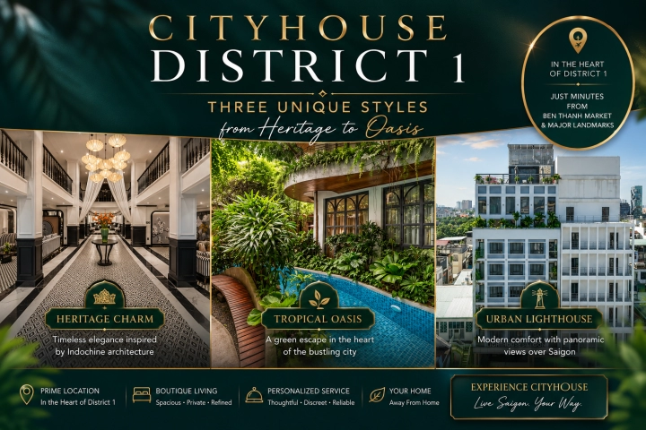CityHouse Quận 1: Ba Sắc Thái Lưu Trú Từ Di Sản Đến Ốc Đảo Xanh